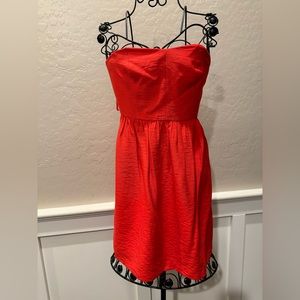 Loft Women’s strapless dress size 0 Petite color bright orange